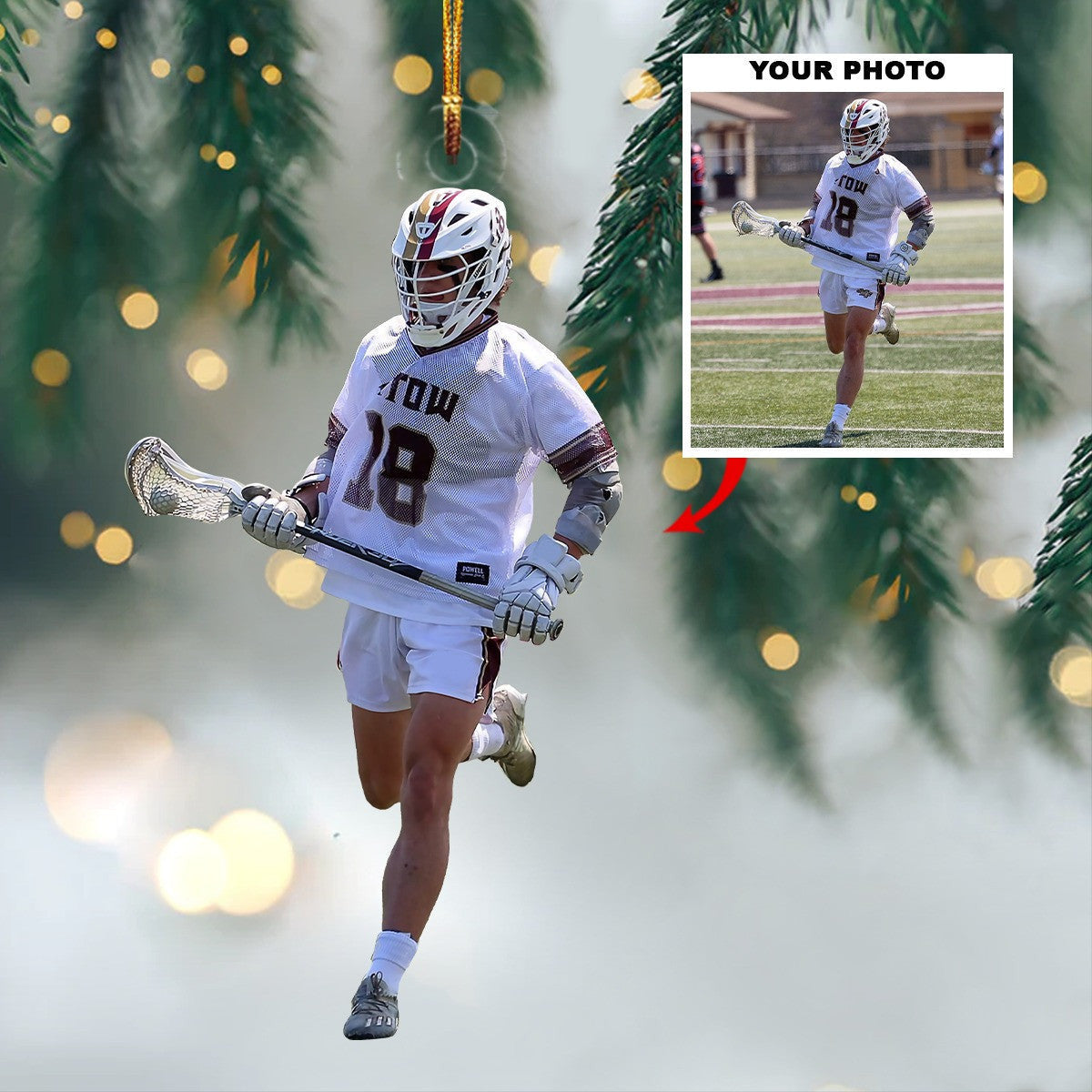 Customized Photo Lacrosse Ornament Image Christmas Ornament Gift For Lacrosse Lovers