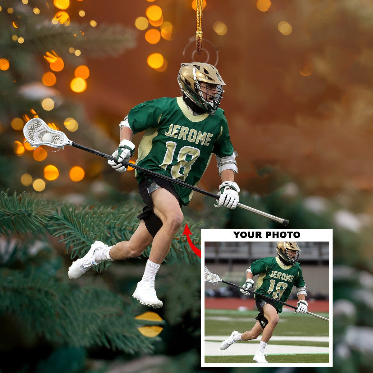 Customized Photo Lacrosse Ornament Image Christmas Ornament Gift For Lacrosse Lovers