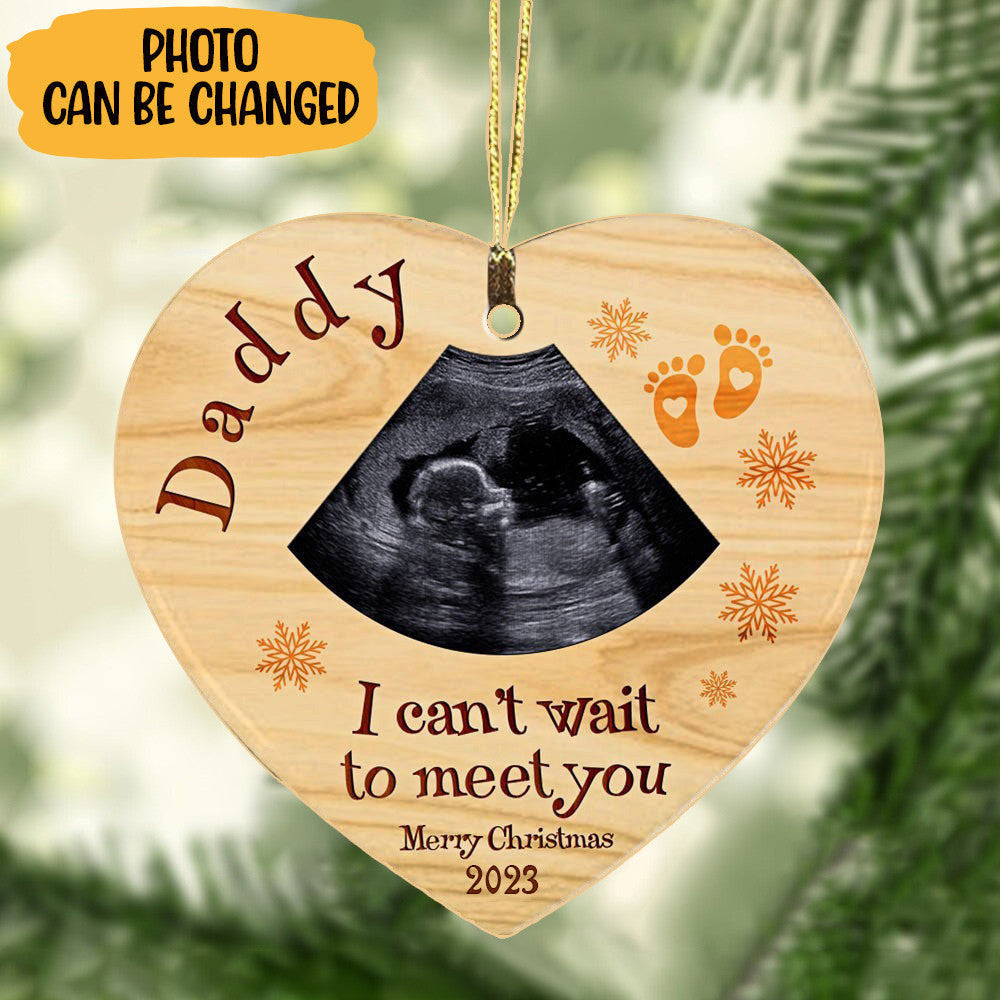 Custom Photo Ultrasound Christmas Ornament 2024 For Dad Personalized Ultrasound Ornament