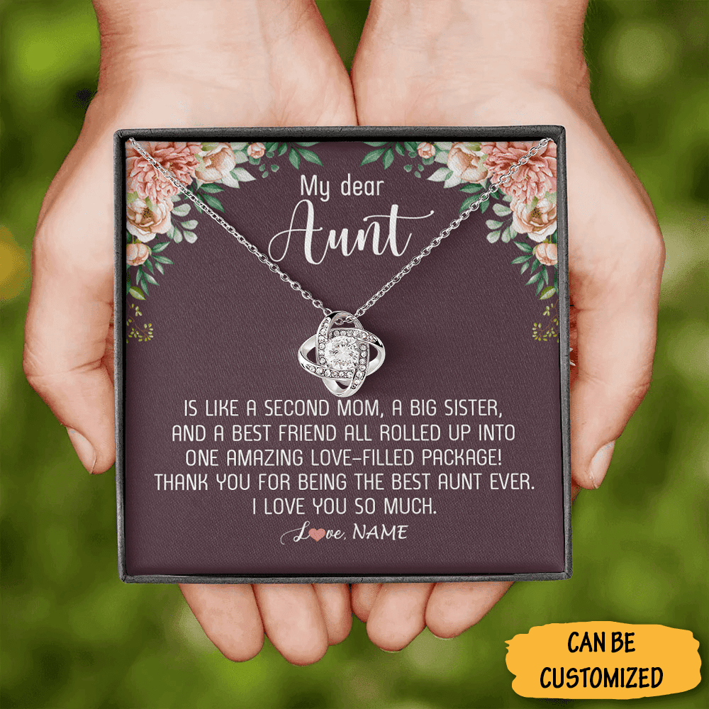 Personalized To My Dear Aunt Necklace Love Knot Necklace Jewelry Box Auntie Christmas Gifts From Niece