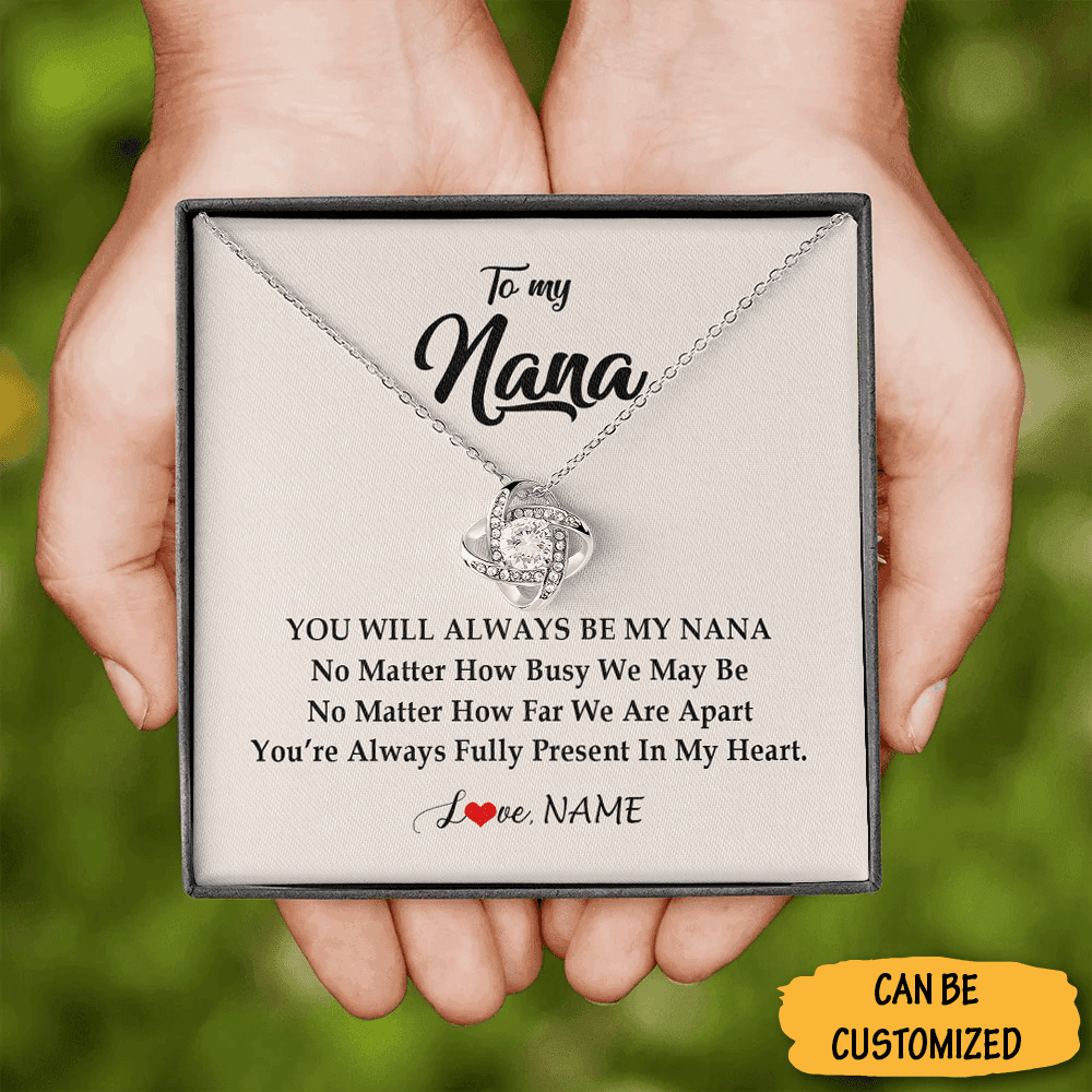 Personalized To My Nana Necklace Sterling Silver Love Knot Pendant Necklace Best Grandma Christmas Gifts