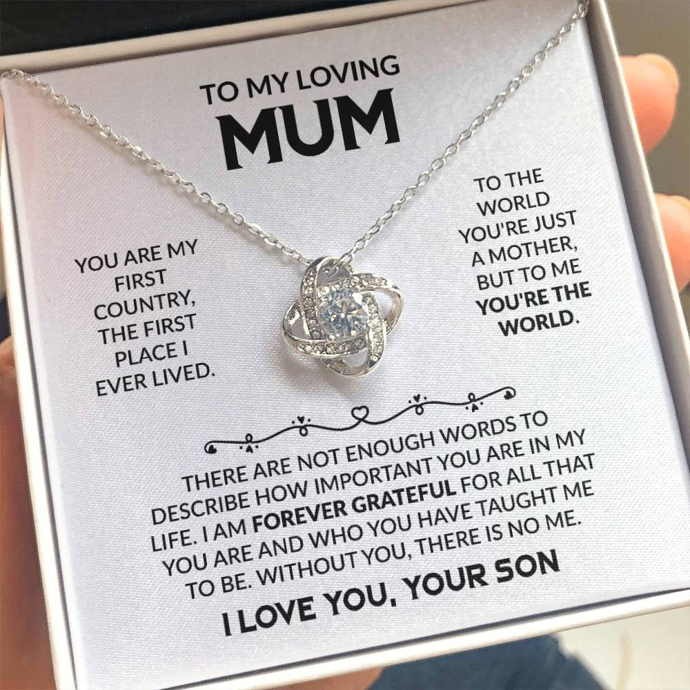 Son To My Loving Mum Necklace Love Knot Necklace Silver Best Mother's Day Gifts From Son