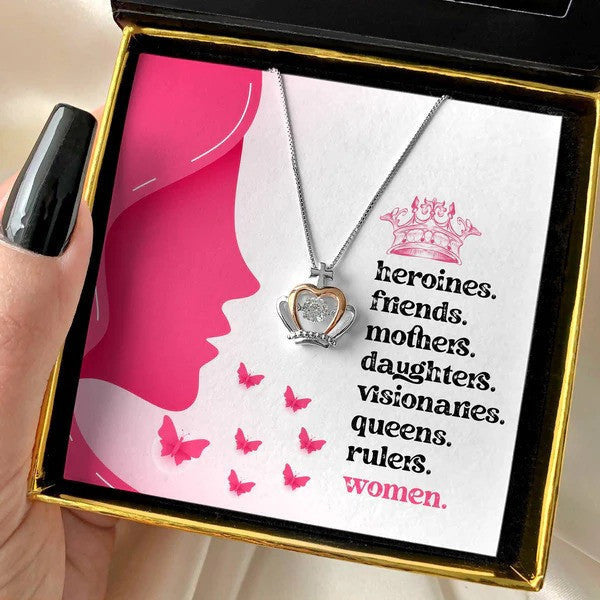 Queens Rules Women Crown Pendant Necklace Queen Crown Pendant Necklace Mothers Day Jewelry Gifts For Her