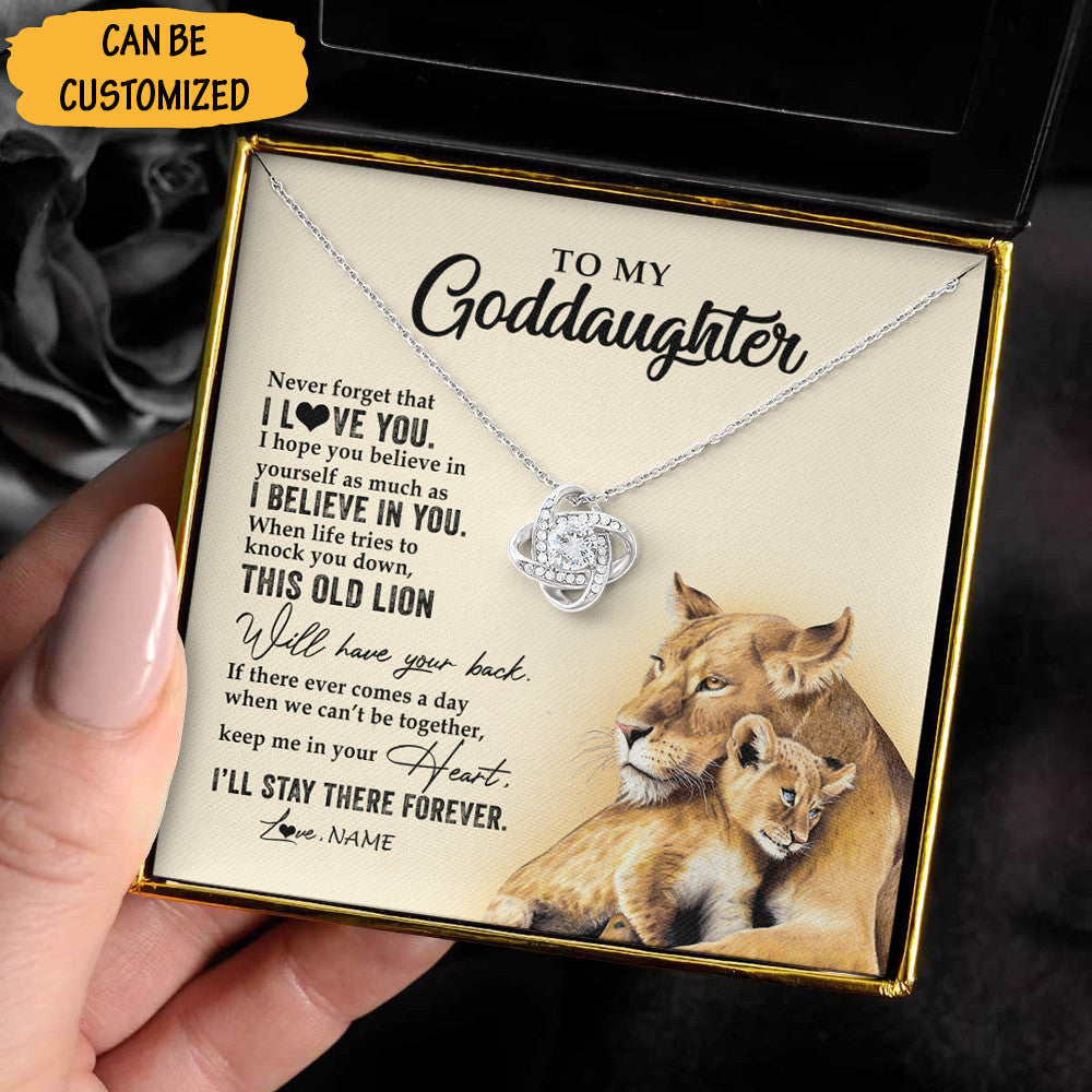 Personalized To My Goddaughter Love Knot Silver Necklace Love Knot Pendant Christmas Present For Goddaughter