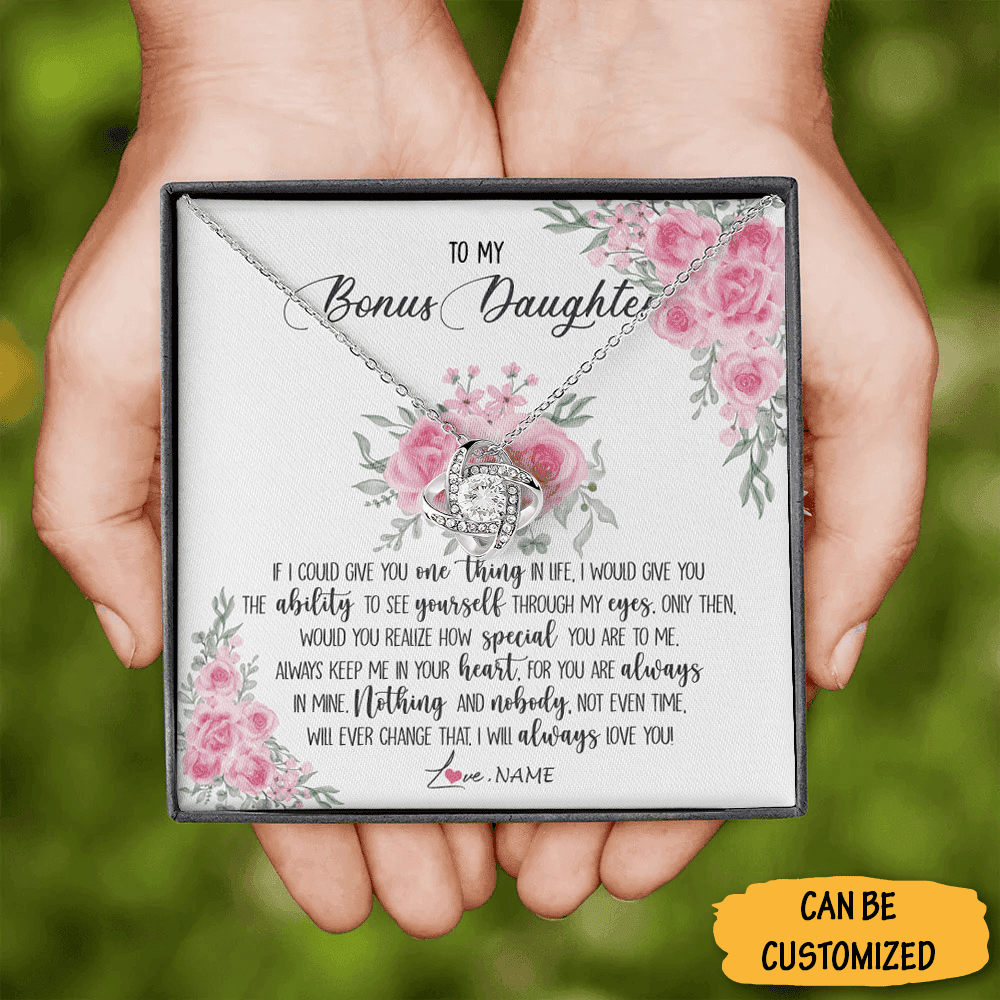 Customized To My Bonus Daughter Necklace Sterling Silver Love Knot Necklace Bonus Daughter Gifts From Stepmom