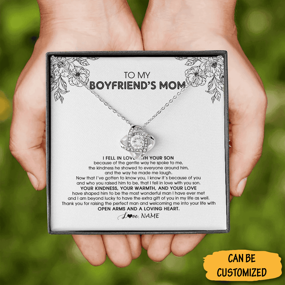 Customized To My Boyfriend's Mom Necklace Love Knot Silver Necklace Best Personalized Gifts For Boyfriends Mom