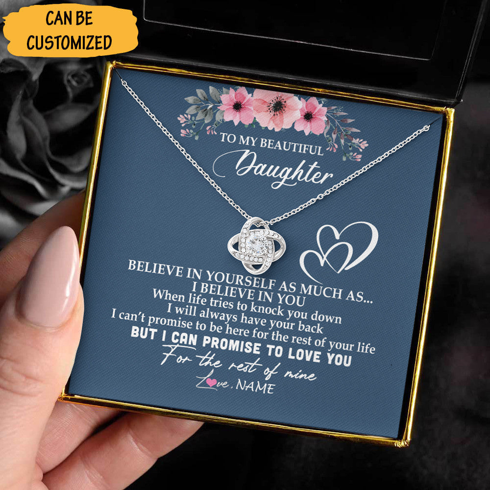 Personalized To My Beautiful Daughter Necklace Love Mom Dad Love Knot Silver Necklace Birthday Gifts
