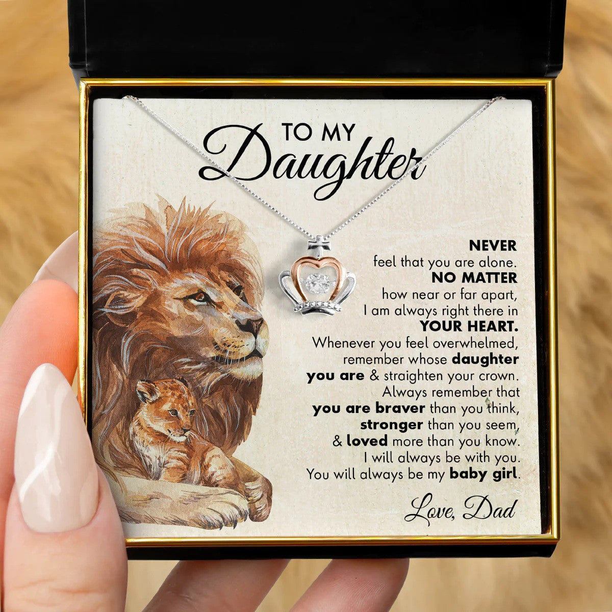Lion Dad To My Daughter Crown Pendant Necklace Princess Crown Necklace Best Daughter Birthday Gifts From Dad