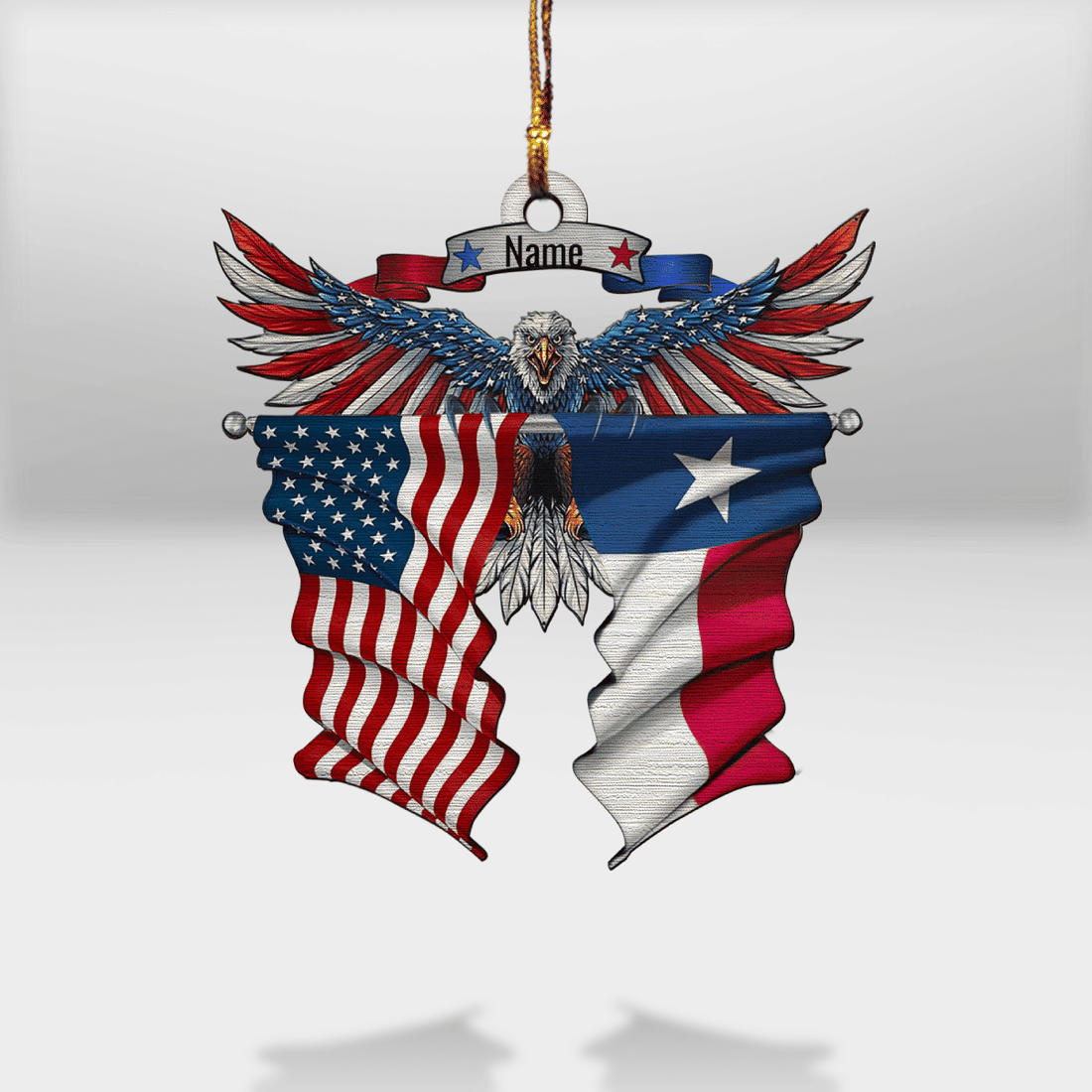 Customized Eagle American With Texas Flag Ornament Patriotic Texas Christmas Ornament Gifts