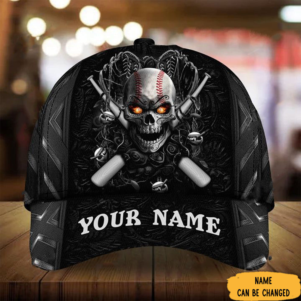 Personalized Baseball Skull Hat Baseball Lovers Unique Hats For Guys