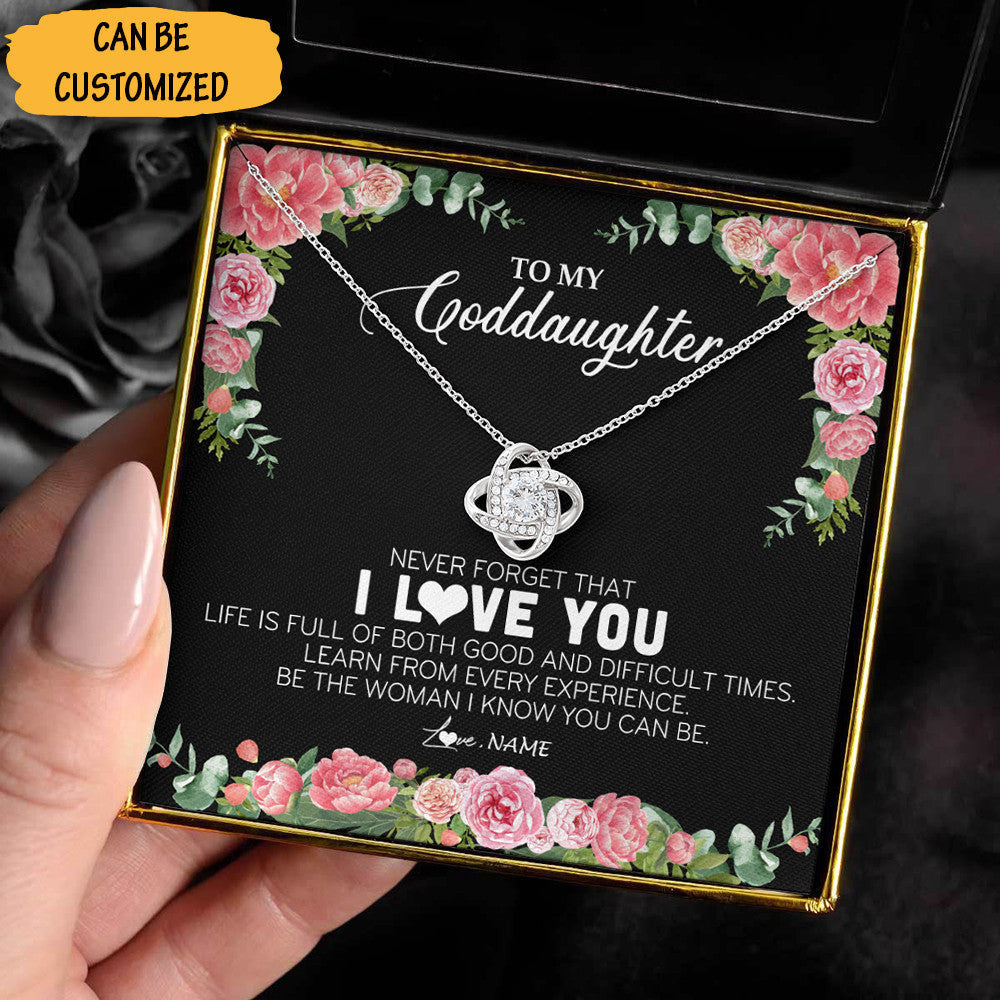 Customized To My Goddaughter Love Knot Silver Necklace Goddaughter Jewelry Gifts For Christmas Ideas