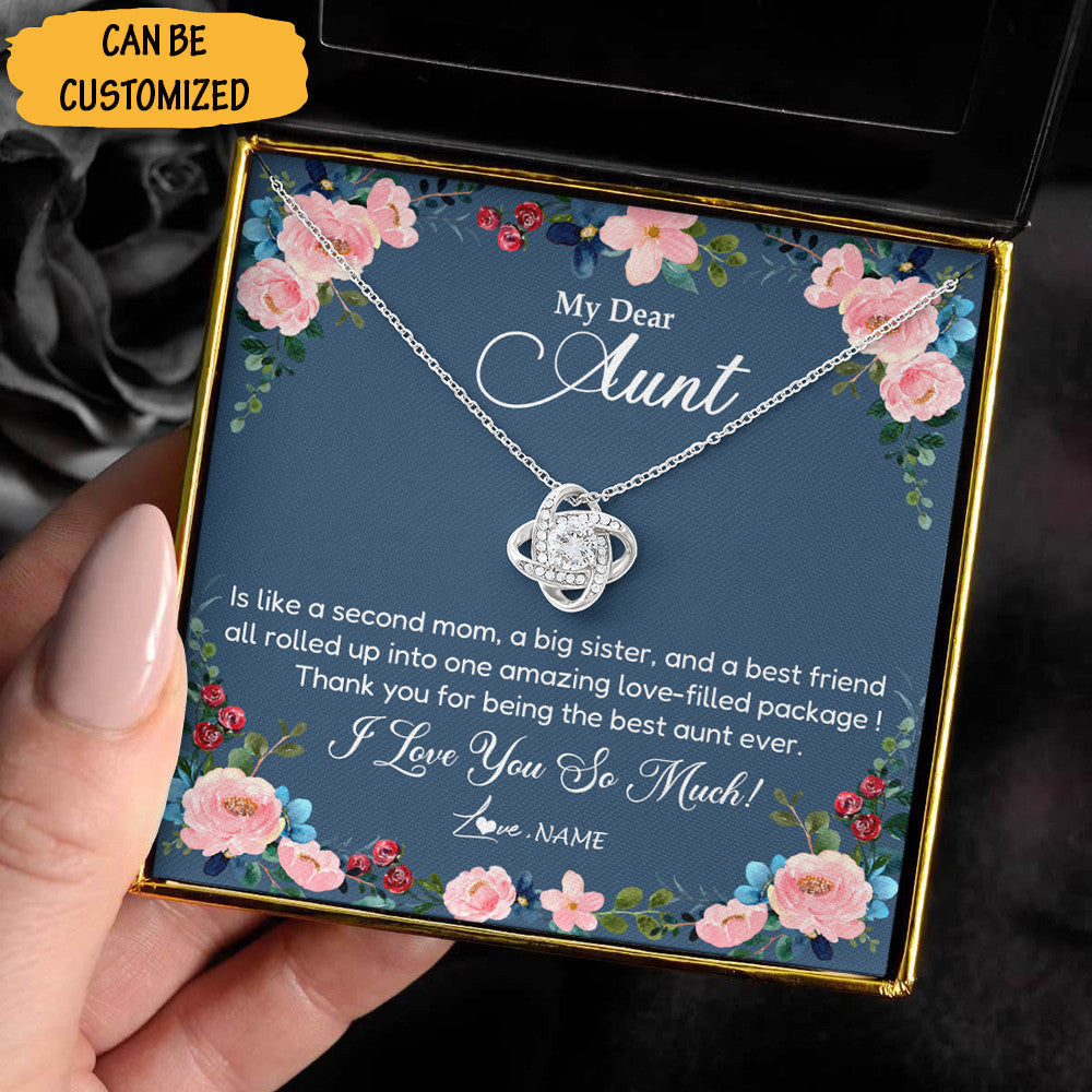 Personalized To My Dear Aunt Necklace The Second Mom Love Knot Necklace Jewelry Box Special Auntie Gifts