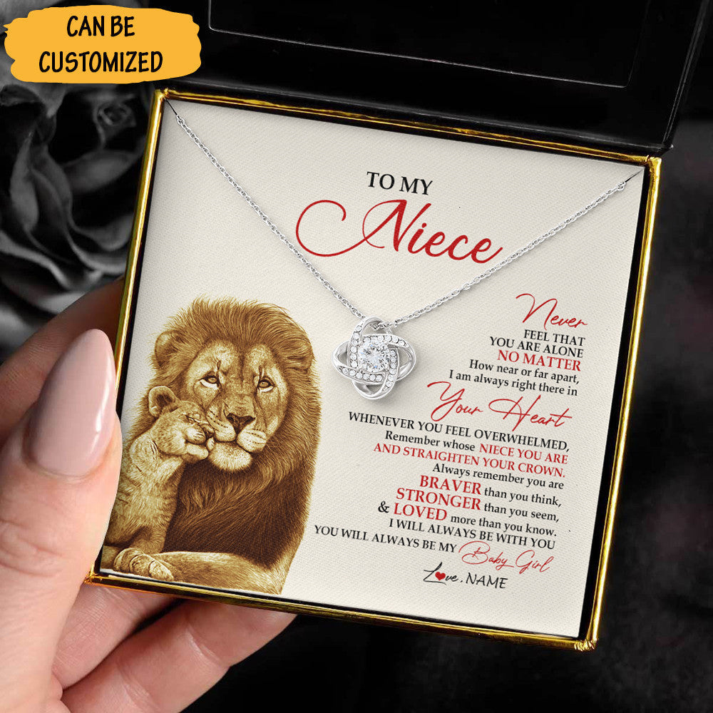 Customized To My Niece Love Knot Necklace Silver Straighten Your Crown Necklace Niece Jewellery For Her
