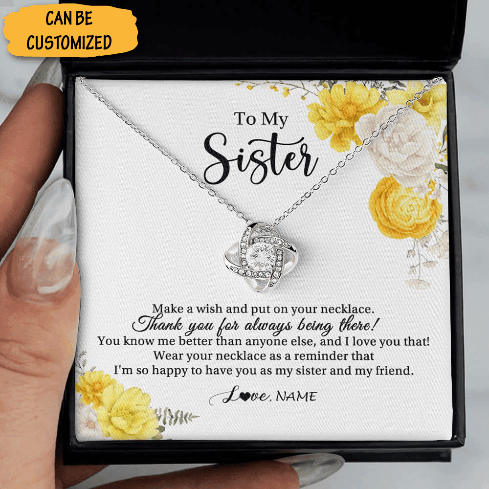 Custom To My Sister Necklace Sterling Silver Love Knot Pendant Necklace Unique Birthday Gifts For Sister