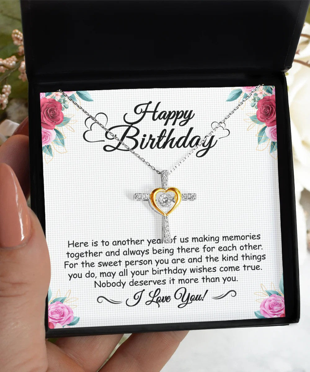 Happy Birthday Cross Dancing Necklace With Birthday Card Necklace For Girlfriend Birthday
