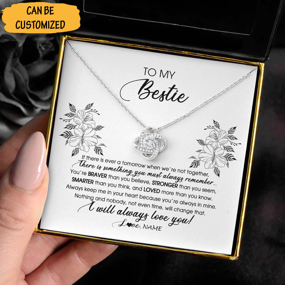 Personalized To My Bestie Love Knot Silver Necklace I Will Always Love You Necklace Bestie Christmas Gifts