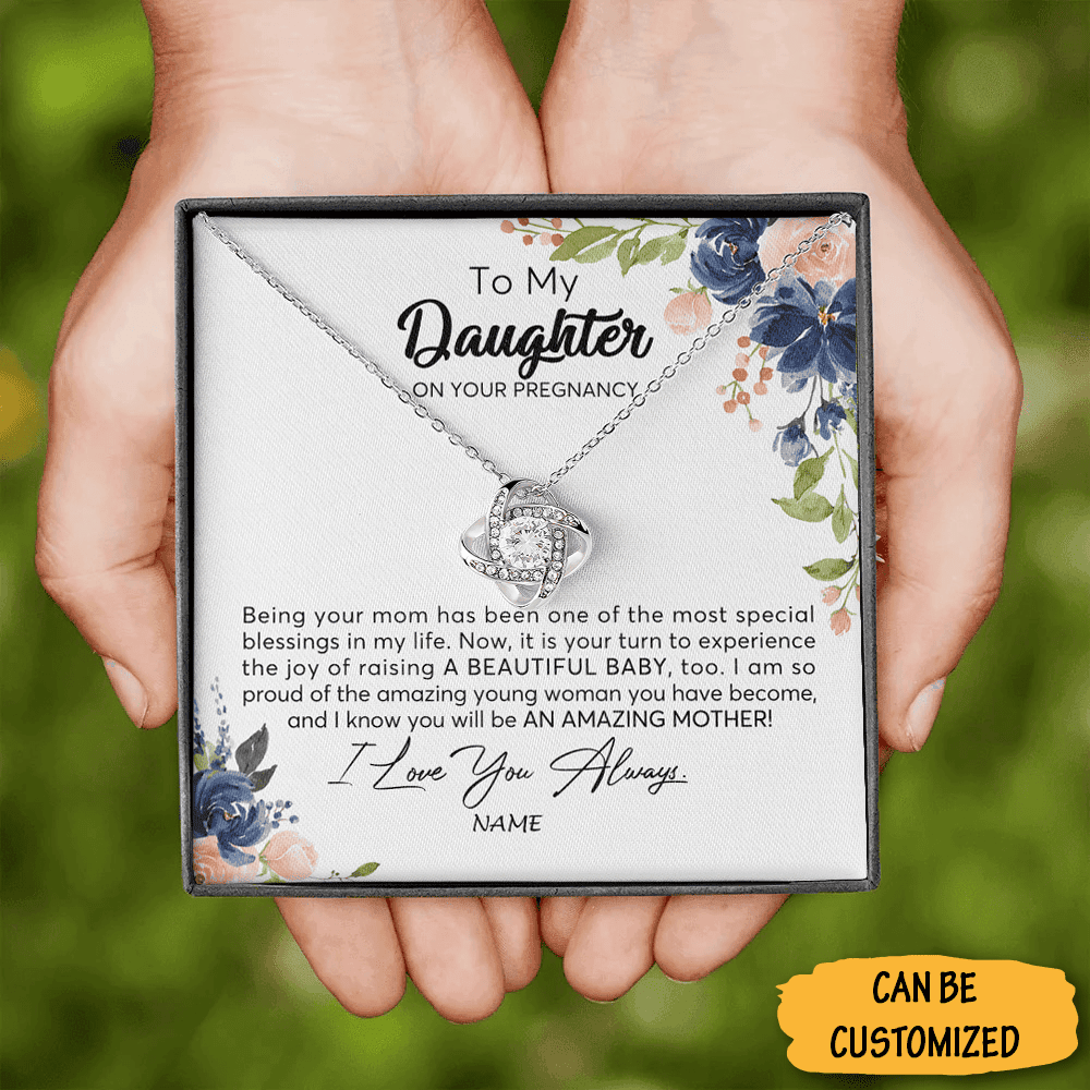Personalized To My Daughter On Our Pregnancy Love Knot Necklace Pregnancy Gifts For Expecting Mothers