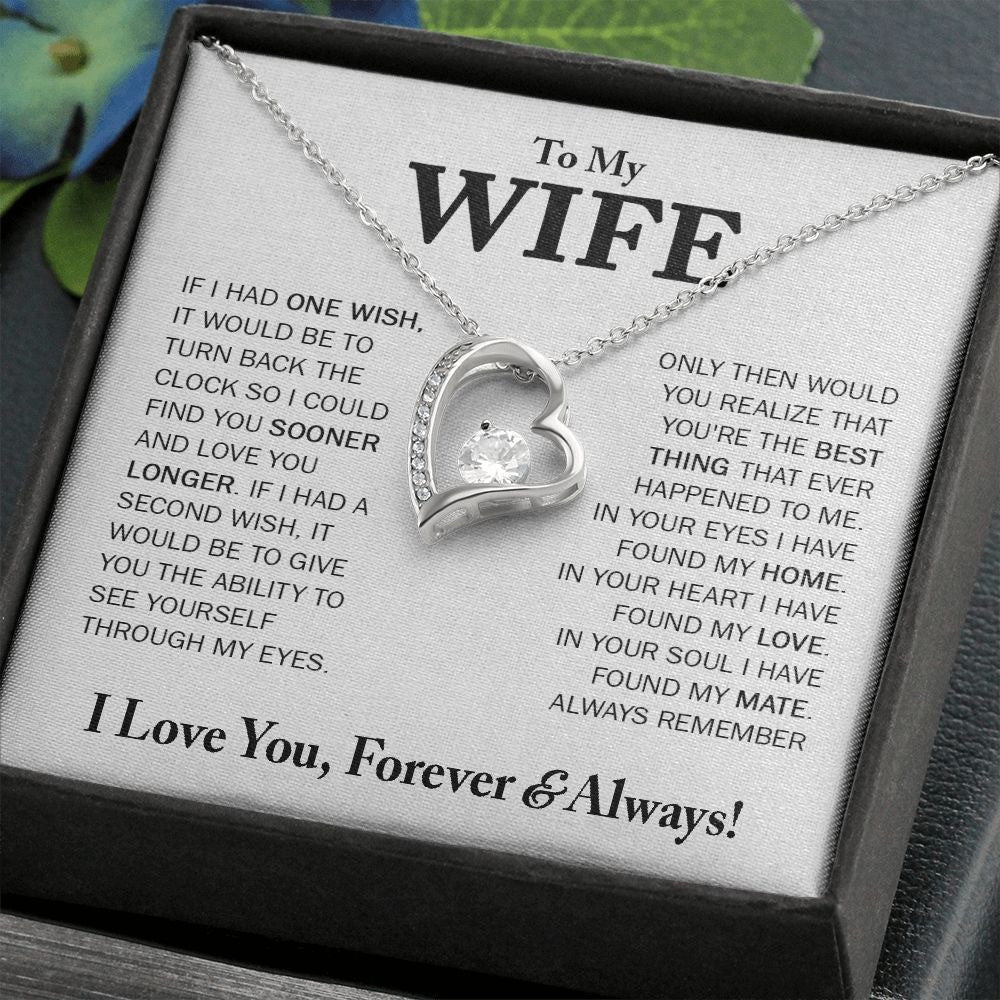 To My Wife Heart Necklace Solitaire Crystal Necklace Best Mother's Day Gift Ideas For Wife 2024