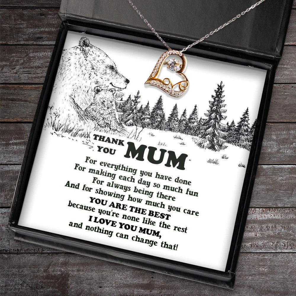 Thank You Mum Heart Love Dancing Necklace Best Mother's Day Necklace Gifts For Mum