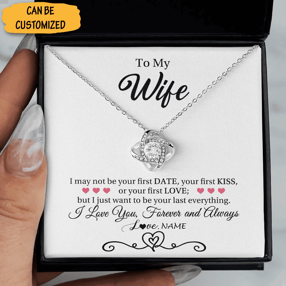 Personalized To My Wife Necklace Sterling Love Knot Silver Necklace Best Christmas Gift To Wife 2024