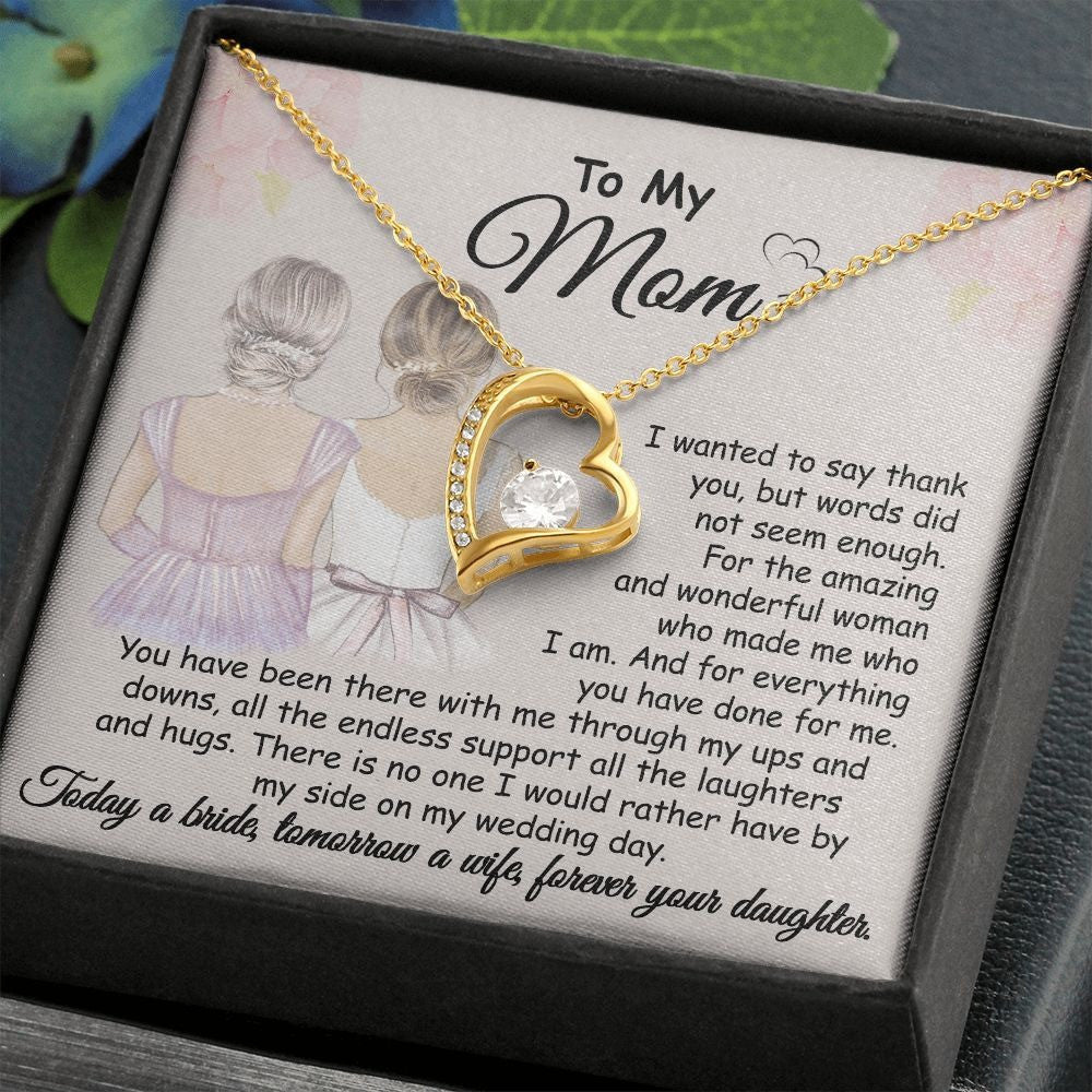 To My Mom Gold Heart Necklace Solitaire Crystal Necklace Wedding Gifts For Mom On Wedding Day From Daughter