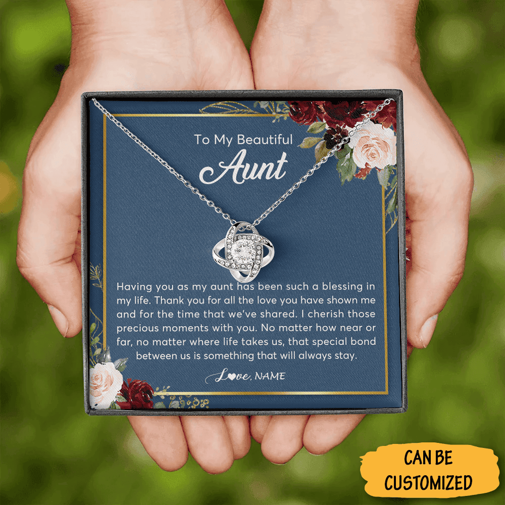 Personalized To My Aunt Necklace Love Knot Silver Necklace Jewellery Birthday Gifts For Aunt From Niece