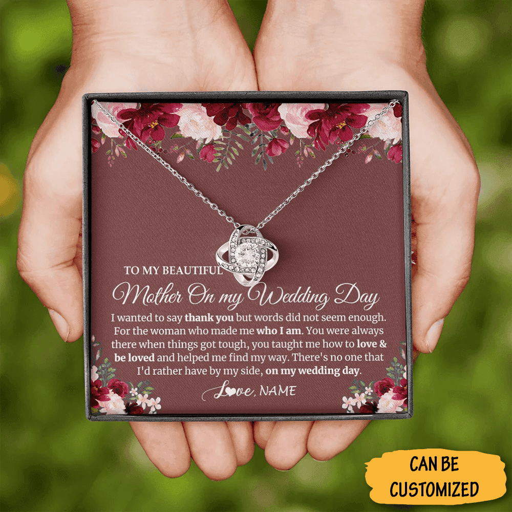 Personalized To My Mother On My Wedding Day Necklace Love Knot Necklace Gift For My Mom On My Wedding Day