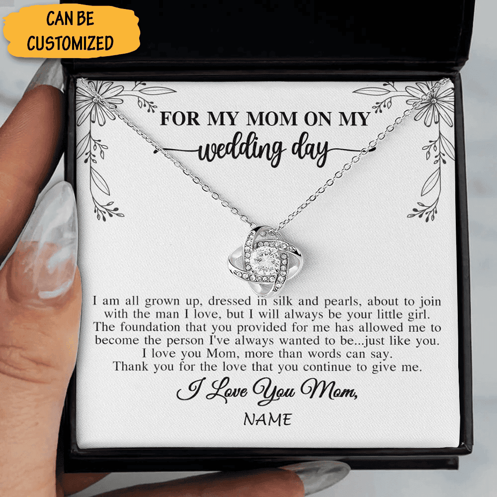 Personalized For My Mom On My Wedding Day Necklace Love Knot Silver Necklace Wedding Gifts For Your Mom