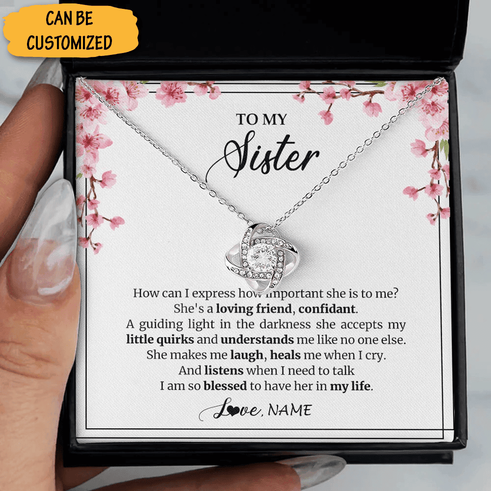 Personalized To My Sister Love Knot Necklace Message Jewelry Necklaces With Meaningful Messages