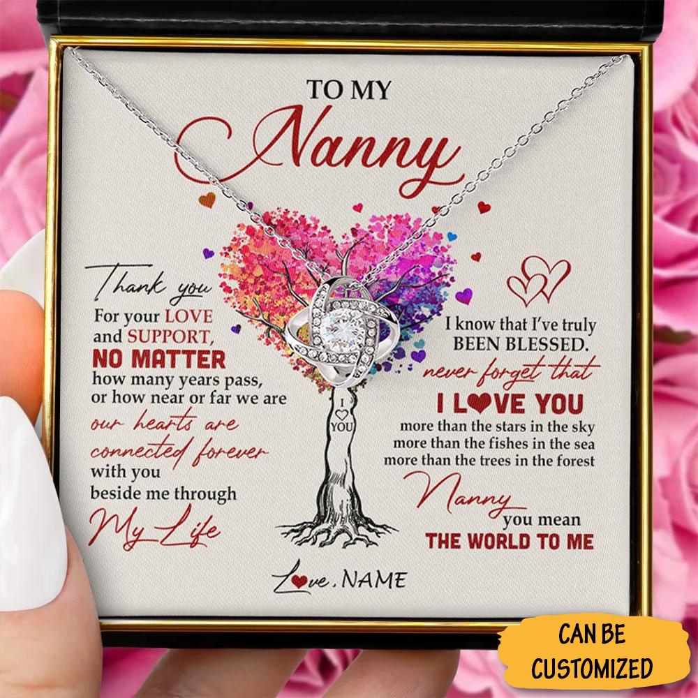 Personalized To My Nanny Necklace Sterling Silver Love Knot Necklace Best Nanny Birthday Gifts