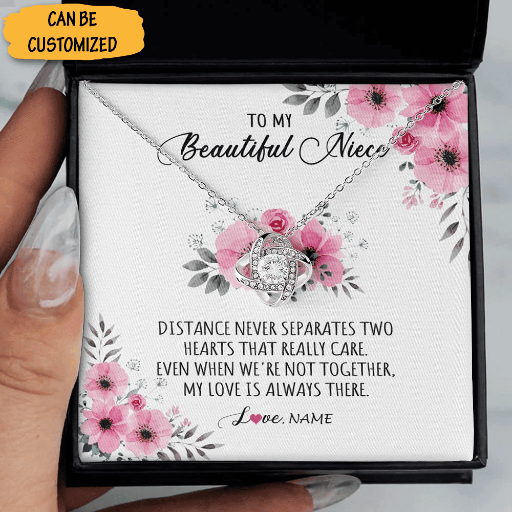 Custom To My Beautiful Niece Necklace Sterling Silver Love Knot Necklace 18Th Birthday Gift Ideas For Niece