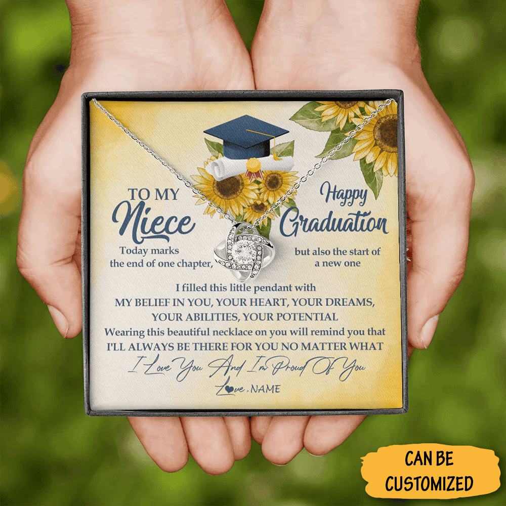Customized To My Niece Happy Graduation Love Knot Necklace Love Knot Pendant Necklace Graduation Gift For Niece