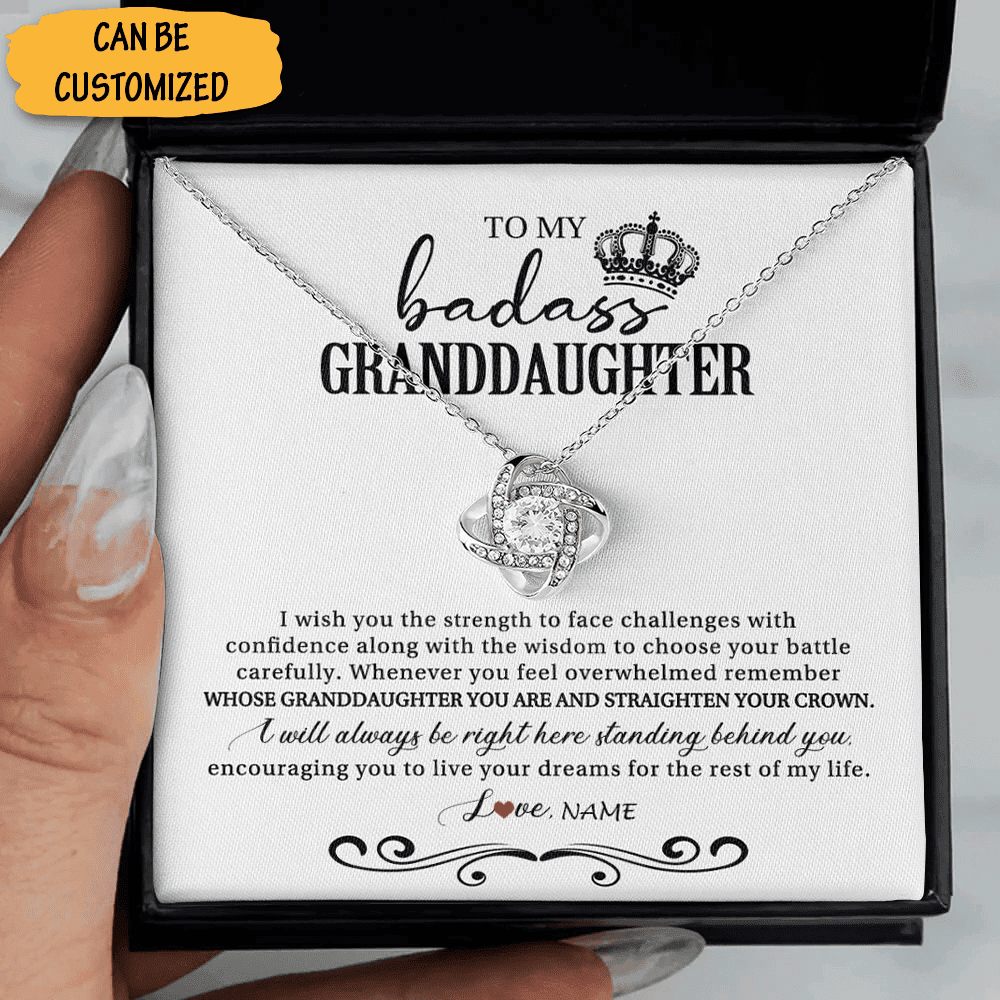 Custom To My Badass Granddaughter Necklace Love Knot Necklace Gift From Grandfather To Granddaughter