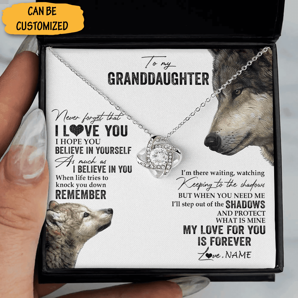 Custom Wolf To My Granddaughter Necklace From Grandpa Love Knot Necklace Graduation Gift Ideas For Granddaughter