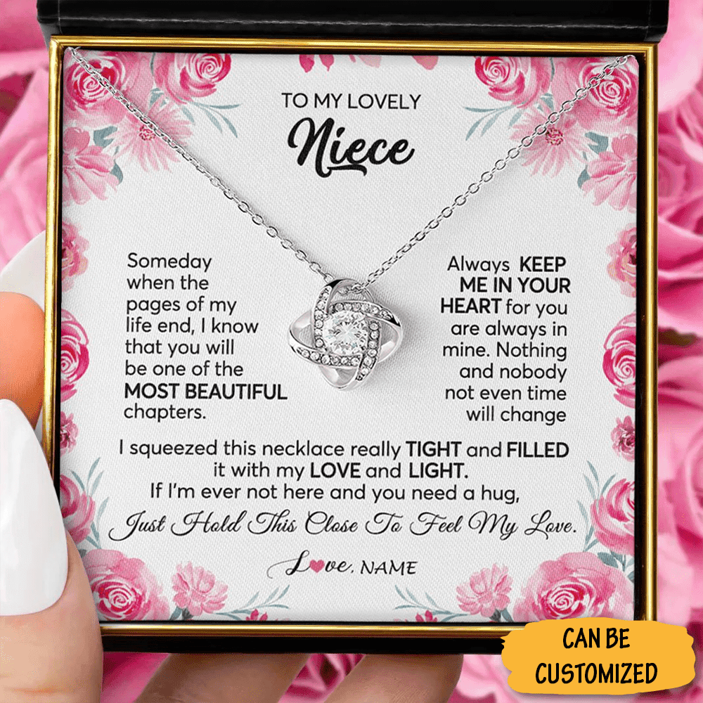 Personalized To My Lovely Niece Necklace Sterling Silver Love Knot Necklace Message Best Niece Xmas Gifts