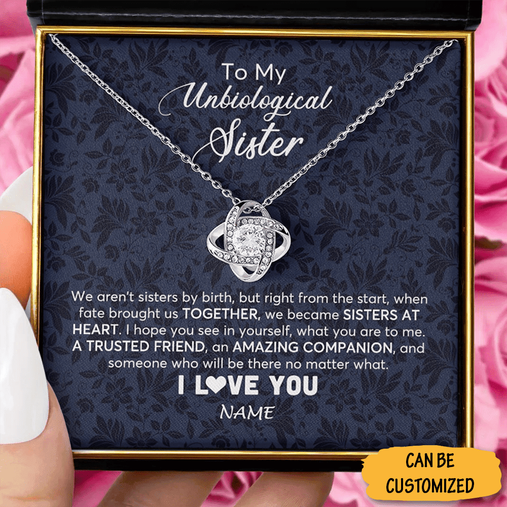 Personalized To My Unbiological Sister Necklace Sterling Silver Love Knot Necklace Jewellery Gift Box
