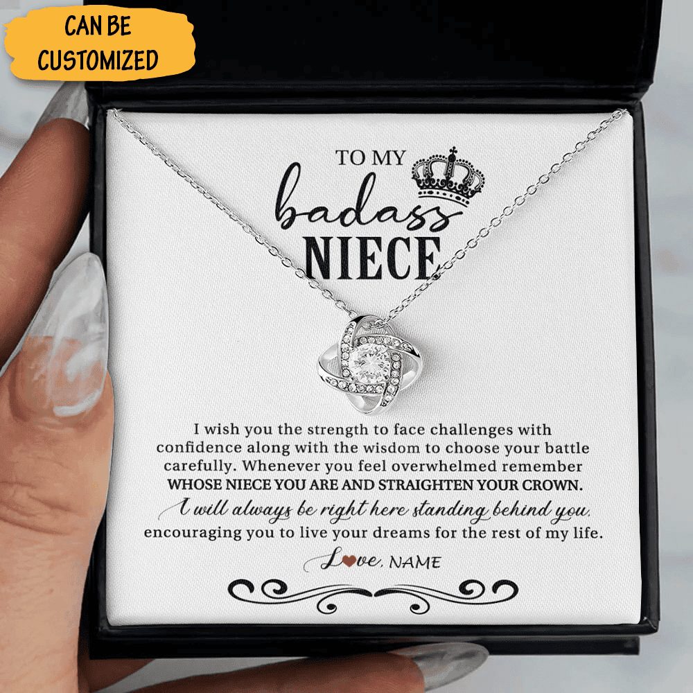 Custom To My Badass Niece Necklace Sterling Silver Love Knot Necklace Personalized Gifts For Nieces Xmas