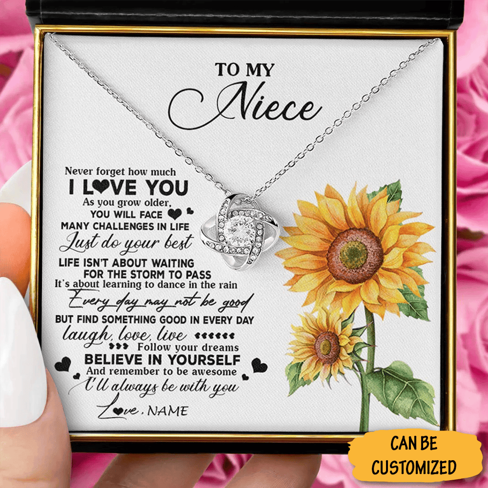 Personalized To My Niece Necklace Sterling Silver Love Knot Necklace Special Gift For Niece Getting Married