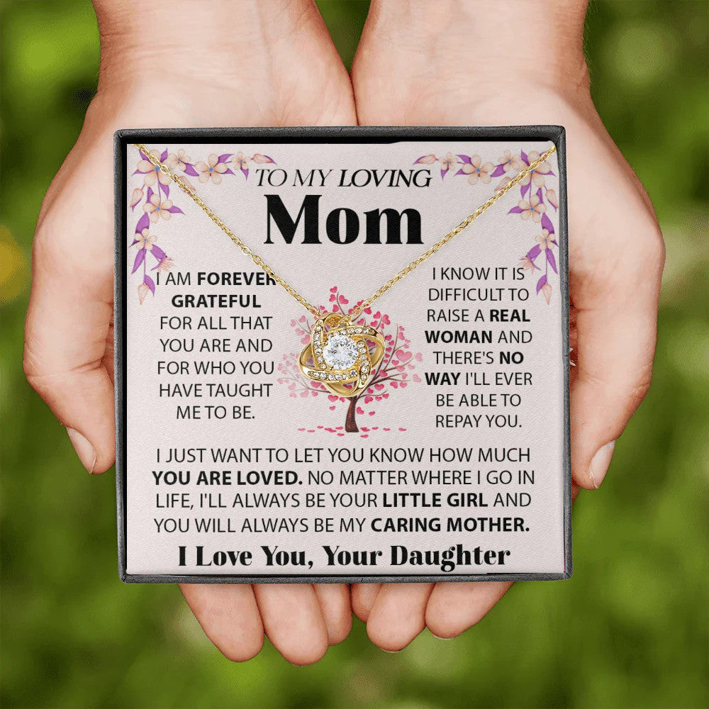 To My Loving Mom Love Knot Necklace With Message Card Jewelry For Mothers Mother's Day 2024