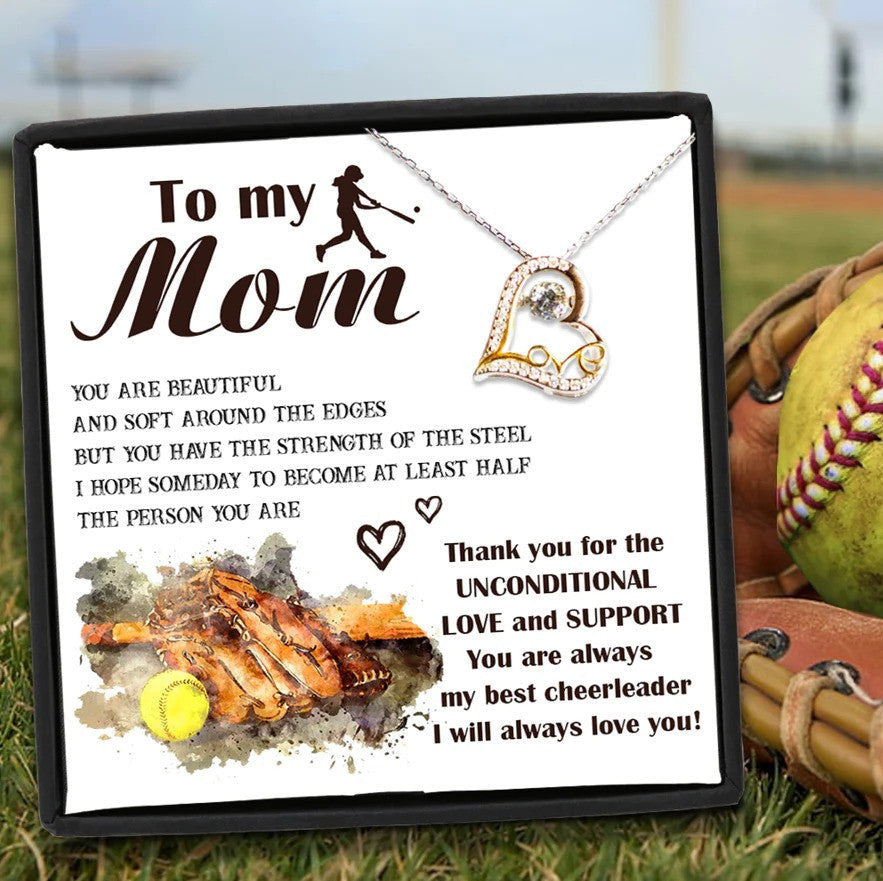 To My Softball Mom Heart Love Dancing Necklace Mothers Day Necklace For Softball Player