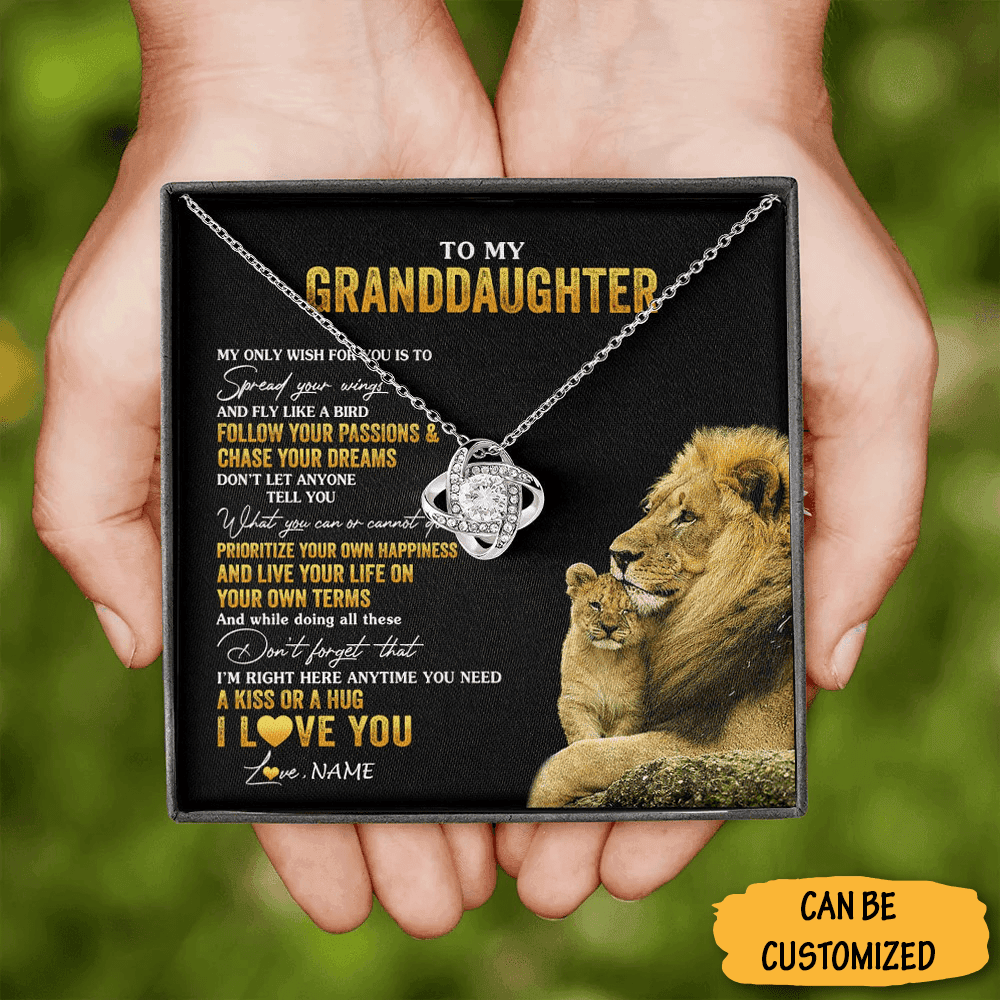 Personalized To My Granddaughter Necklace From Grandpa Lion Love Knot Necklace With Meaningful Messages