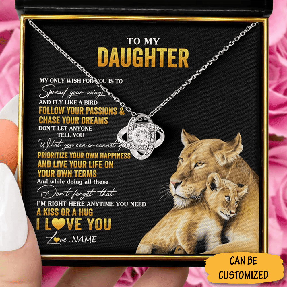 Personalized Lion To My Daughter Necklace I Love You From Dad Love Knot Necklace Sweet 16 Gifts For Daughter