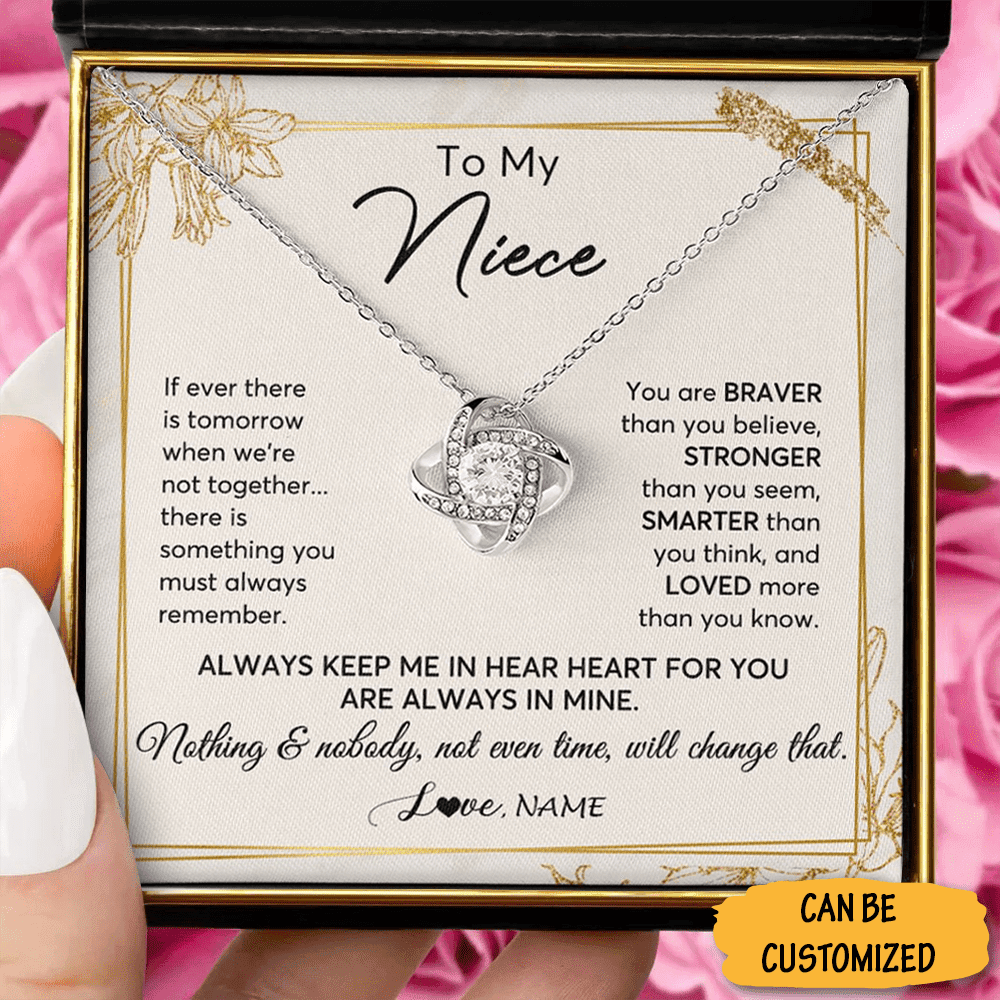 Personalized To My Niece Necklace Sterling Silver Love Knot Necklace Best Christmas Presents For Nieces