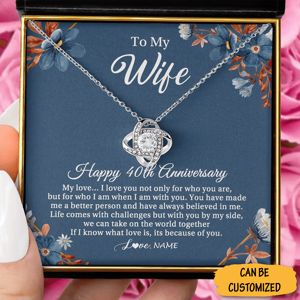 Custom To My Wife Love Knot Necklace Happy 40Th Anniversary Necklace Ideas For 40Th Wedding Anniversary