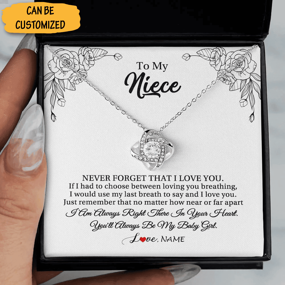 Personalized To My Niece Necklace Sterling Silver Love Knot Necklace With Meaningful Messages Card