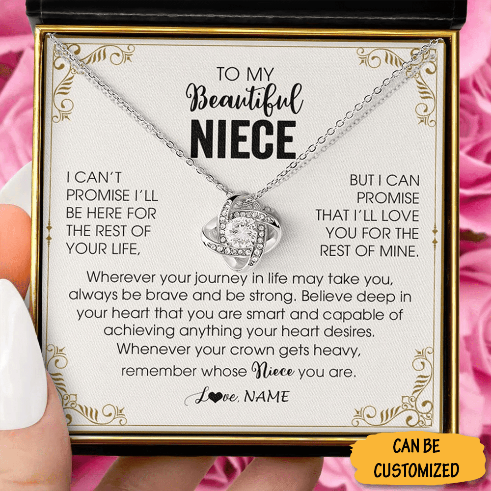 Personalized To My Niece Necklace Sterling Silver Love Knot Pendant Necklace Box For Gift Birthday Ideas