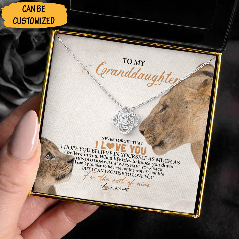 Personalized To My Granddaughter Love Knot Necklace Lion To My Granddaughter Necklace From Grandpa Gifts
