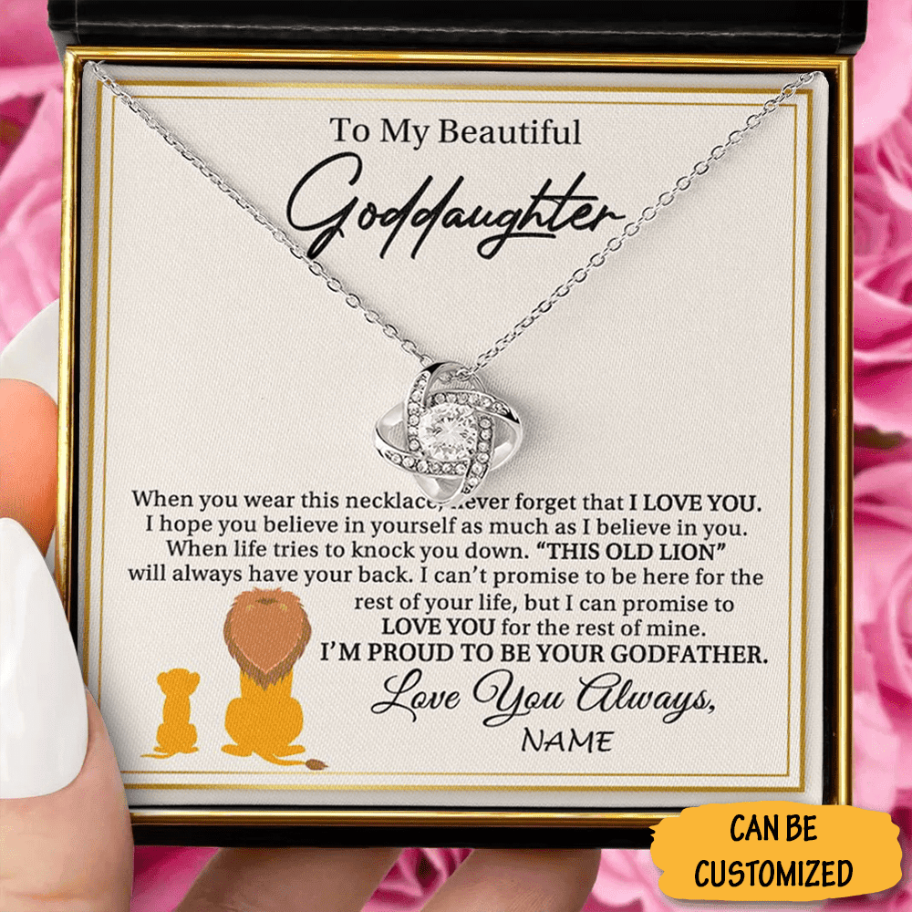 Custom To My Goddaughter Necklace This Old Lion Silver Love knot Necklace Goddaughter Gifts From Godfather Ideas