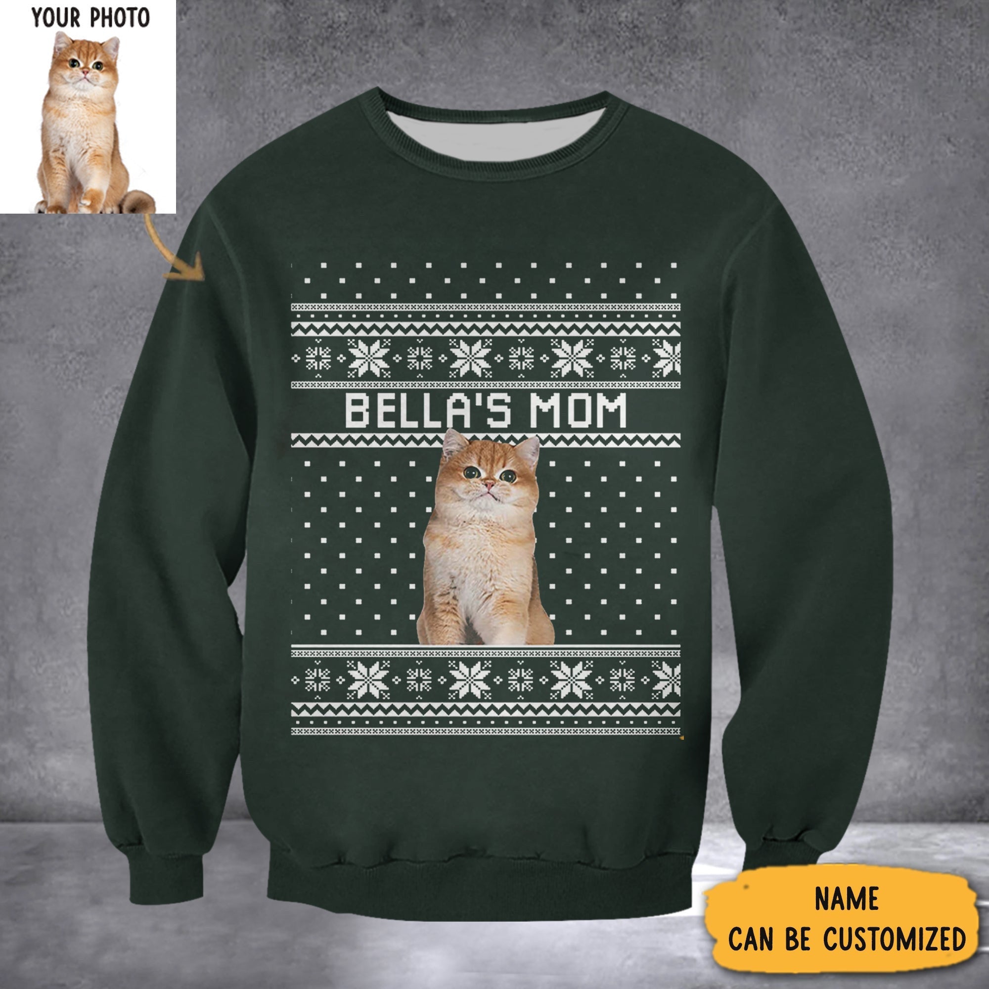 Custom Photo Cat Sweatshirt Cute Christmas Sweatshirt Top Christmas Gifts 2024