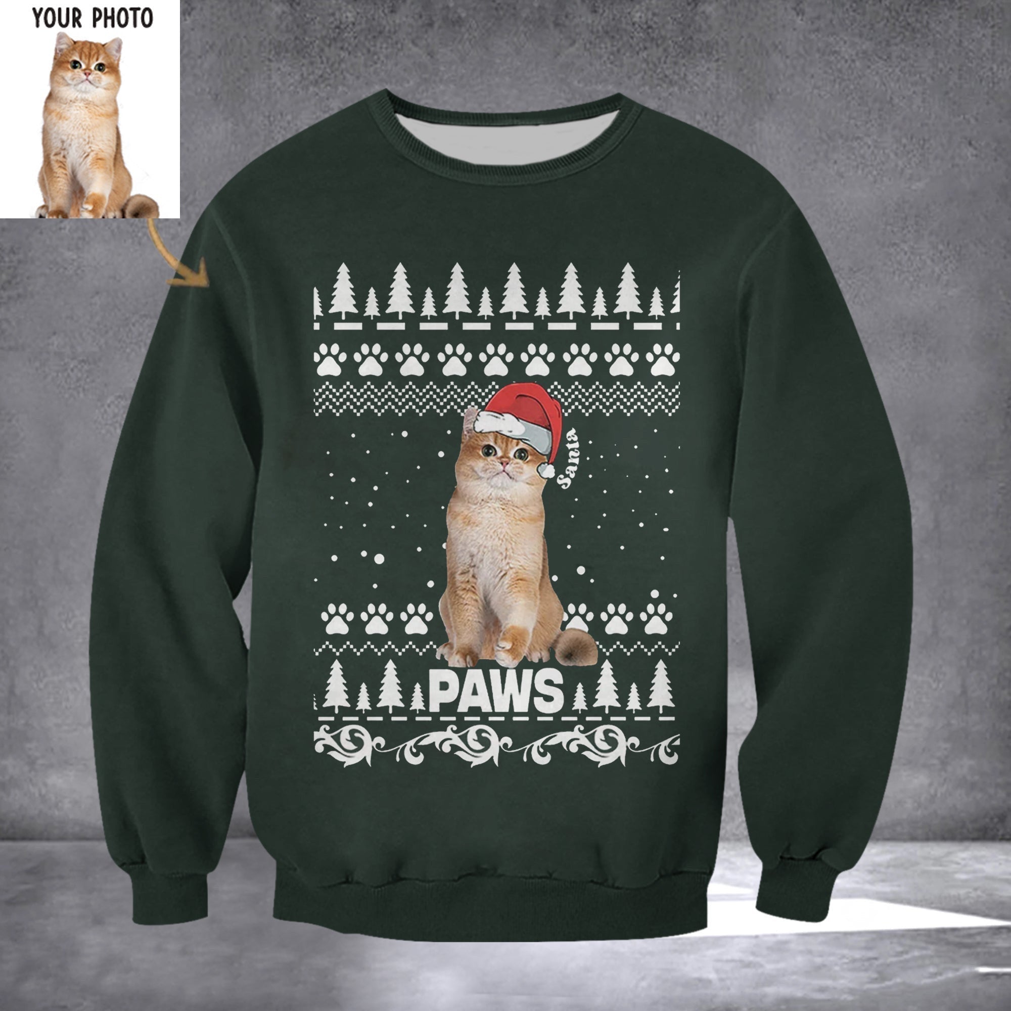 Custom Photo Cat Paws Sweatshirt Cat Christmas Sweatshirt Most Popular Christmas Gifts 2024